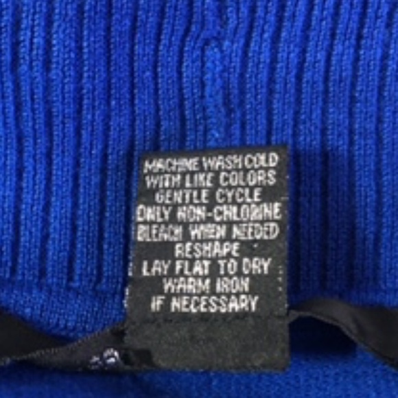 89th & Madison Royal Blue 3/4 Sleeve Open Front Roll Collar Cardigan Size L - Picture 6 of 6